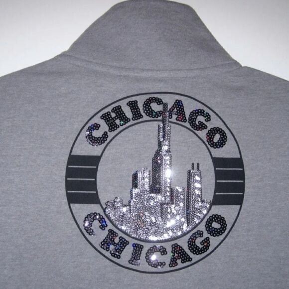 PINK CHICAGO Skyline 1/4 zip pullover sweatshirt - Picture 2 of 5